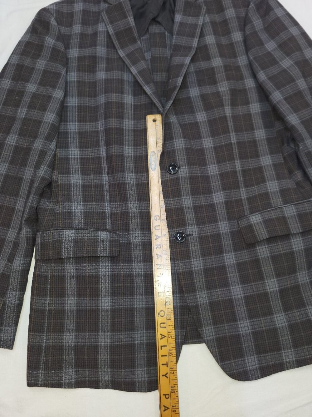 DKNY Men's Grey Plaid Check Two-Button Blazer Sport Coat Size 40R - Picture 12 of 13